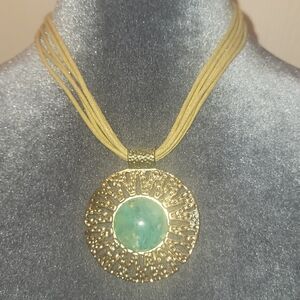 Chic Gold and Green Statement Necklace